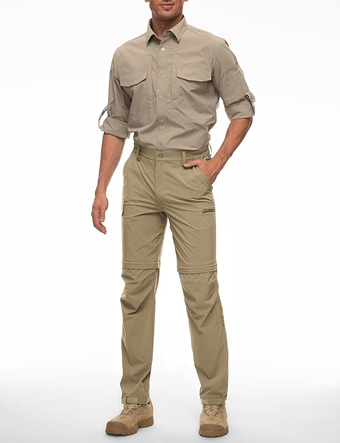 Wespornow Men's-Convertible-Hiking-Pants Quick Dry Lightweight Zip Off Breathable Cargo Pants for