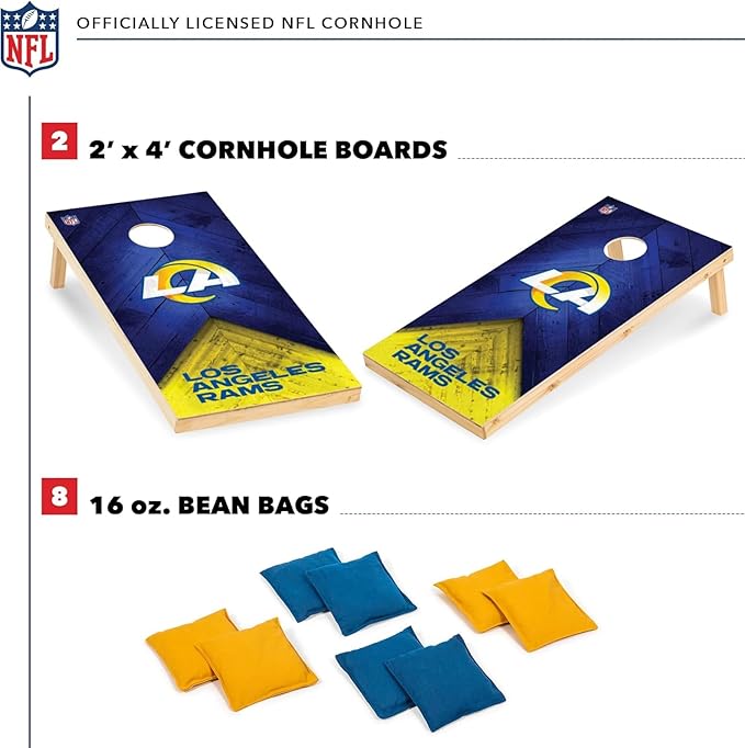 NFL Football 2' x 4' Regulation Size Solid Wood Cornhole Set with Direct Print HD Team Graphics