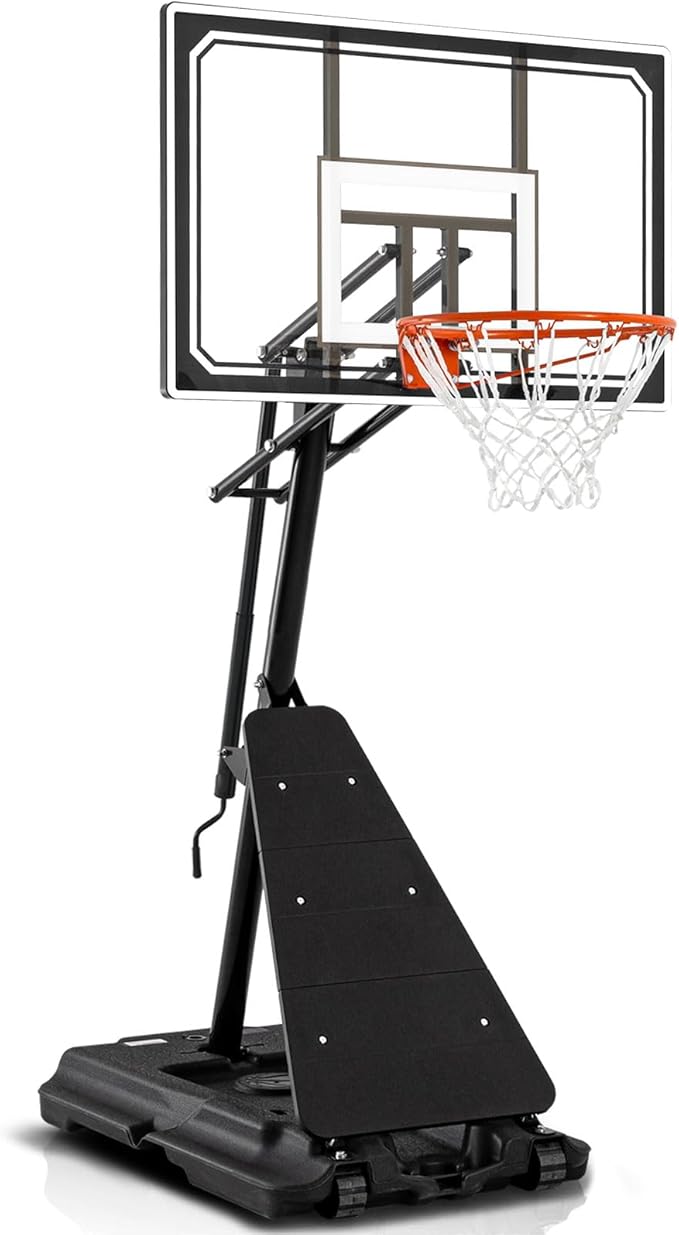 Basketball Hoop 44&48 Inch Backboard Portable Basketball Hoop Outdoor,5.3-10ft Stepless Regulation