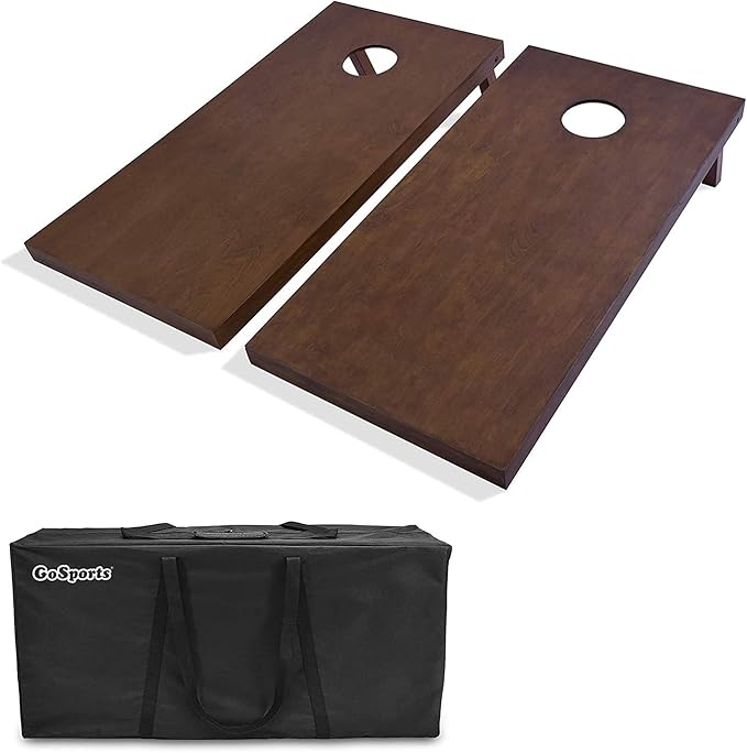 GoSports 4'x2' Regulation Size Wooden Cornhole Boards Set with Dark Brown Varnish | Includes