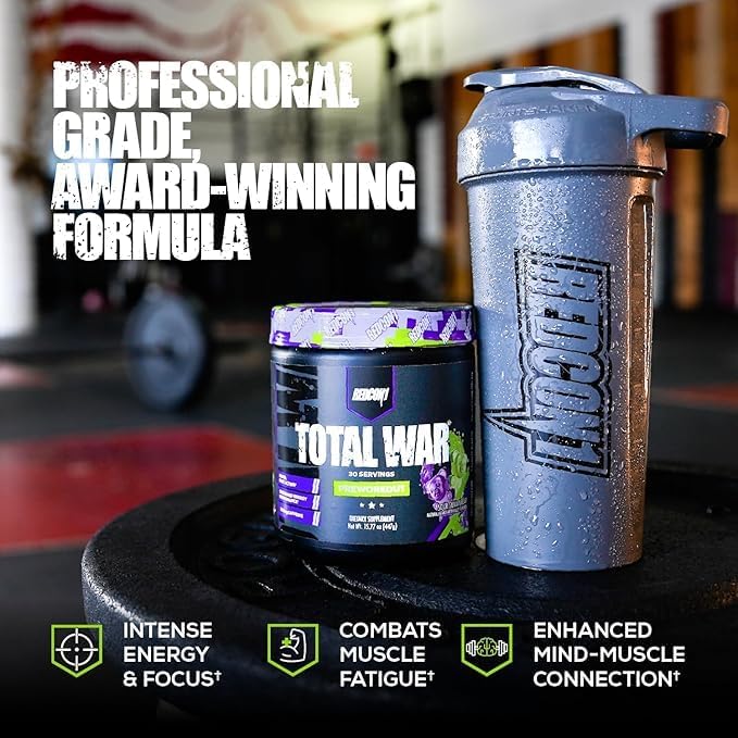 REDCON1 Total War Pre Workout, Sour Gummy Bear - Contains 320mg of Caffeine from Green Tea, Juniper