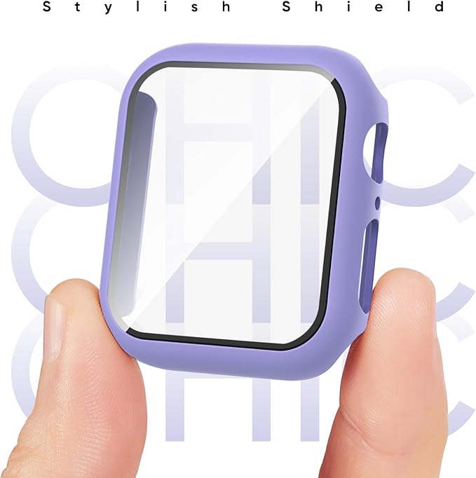 Compatible for Apple Watch Band 44mm 45mm and Case with Screen Protector, Soft Silicone Sport Strap