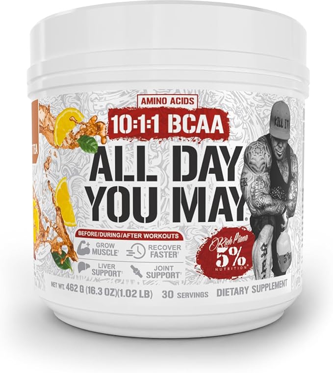 5% Nutrition Rich Piana AllDayYouMay BCAA Powder | Premium Intra & Post Workout Amino Acids