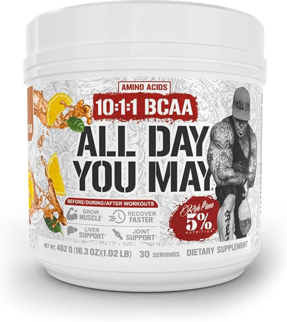 5% Nutrition Rich Piana AllDayYouMay BCAA Powder | Premium Intra & Post Workout Amino Acids