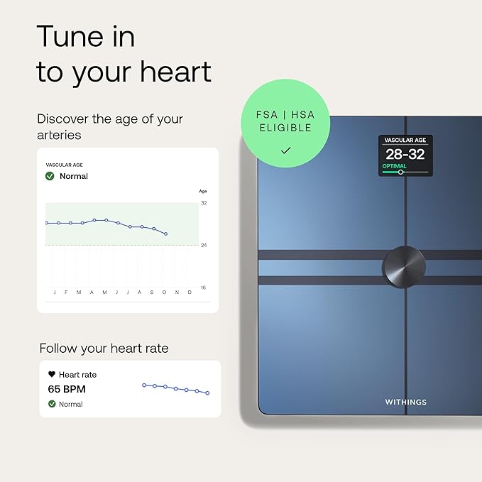 WITHINGS Smart Scales for Body Weight, FSA or HSA Eligible, Body Analysis, Fat Content, Muscle