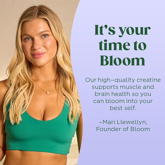 Bloom Nutrition Creatine Monohydrate Powder, 5g Micronized Creatine per Serving, Supports Muscle