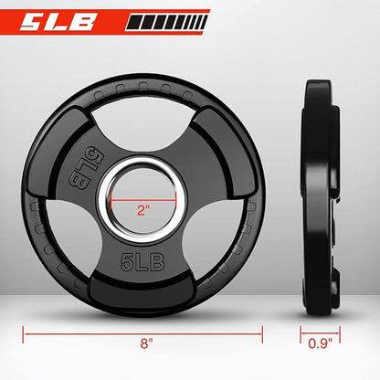 RitFit Olympic Rubber Grip Plates for Barbell, 2-Inch Weight Plates for Weightlifting and Strength