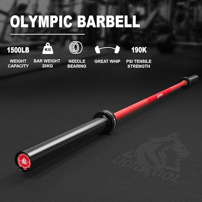 LIONSCOOL 7FT Olympic Barbell for Weightlifting, Power Lifting, 2 Inch Strength Training Bar for