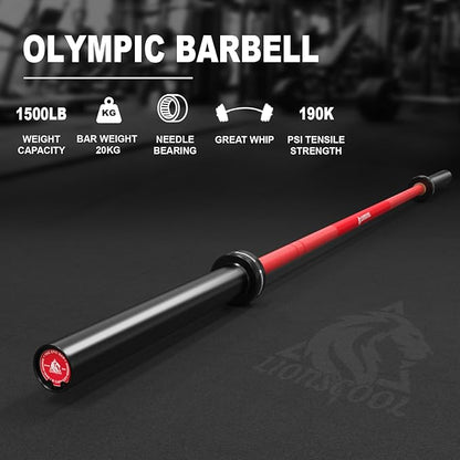 LIONSCOOL 7FT Olympic Barbell for Weightlifting, Power Lifting, 2 Inch Strength Training Bar for