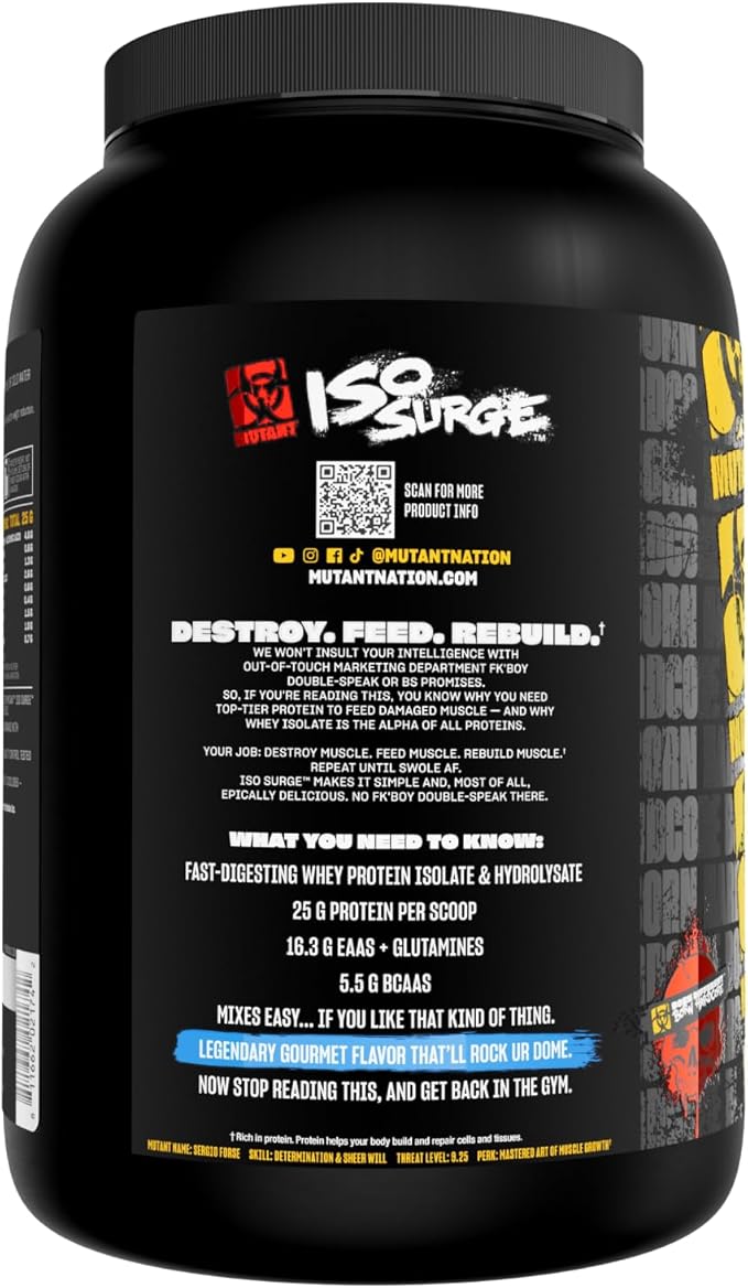 Mutant ISO Surge Whey Protein Isolate Powder Acts Fast to Help Recover, Build Muscle, Bulk and