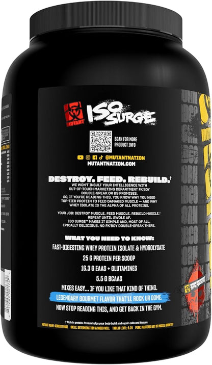 Mutant ISO Surge Whey Protein Isolate Powder Acts Fast to Help Recover, Build Muscle, Bulk and