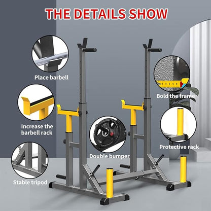 K KiNGKANG Adjustable Squat Rack,Multi-Function Barbell Rack for Weight Lifting and Home Gym