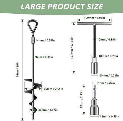 Phopich 18''/30" Long Ground Anchor, Heavy Duty Earth Anchors Ground Anchors Screw in Kit with