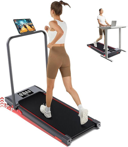 Walking Pad Treadmill with Incline and Handle Bar, 7.5MPH Under Desk Treadmill for Home Office, 360