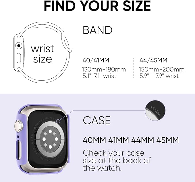 Compatible for Apple Watch Band 40mm 41mm and Case with Screen Protector, Soft Silicone Sport Strap