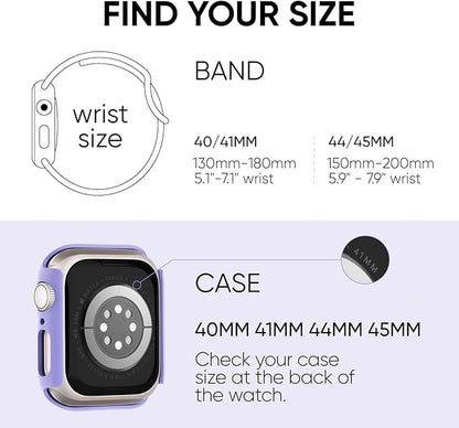 Compatible for Apple Watch Band 40mm 41mm and Case with Screen Protector, Soft Silicone Sport Strap