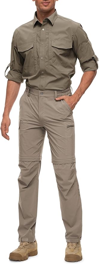 Wespornow Men's-Convertible-Hiking-Pants Quick Dry Lightweight Zip Off Breathable Cargo Pants for