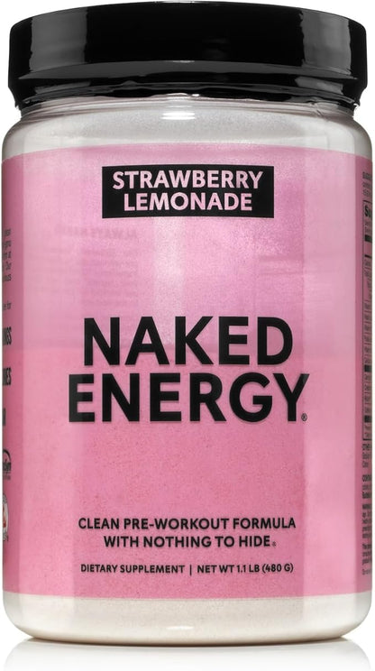 NAKED Strawberry Lemonade Energy - Clean Pre Workout Supplement for Men and Women, Vegan Friendly