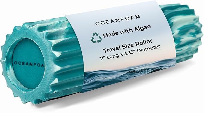 Oceanfoam Ripple Travel Foam Roller (11" x 3.35") Firm Mini Foam Roller for Physical Therapy, Deep
