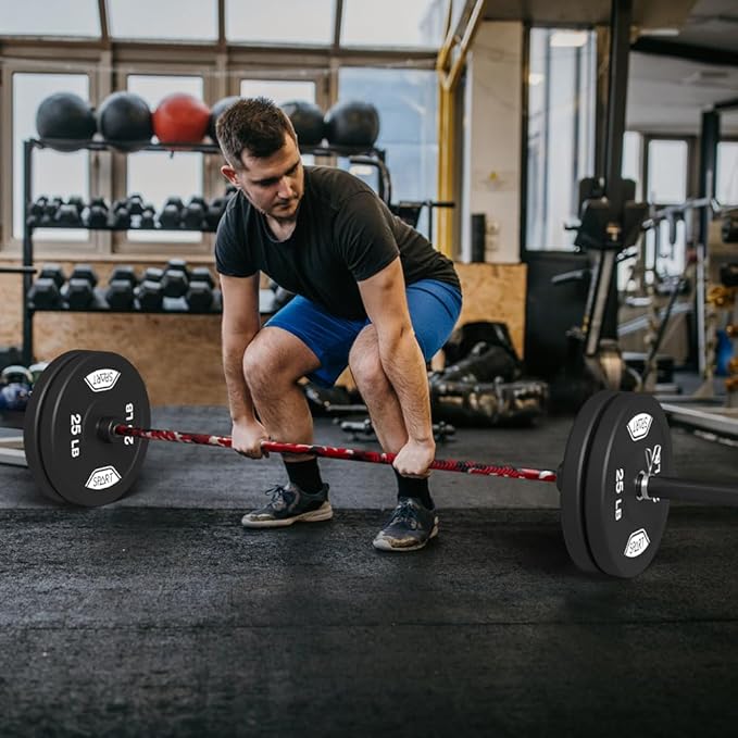 7FT Olympic Barbell Bar with Weight Plate Set Combo, Solid Olympic Bar with Bearings, 700Lbs