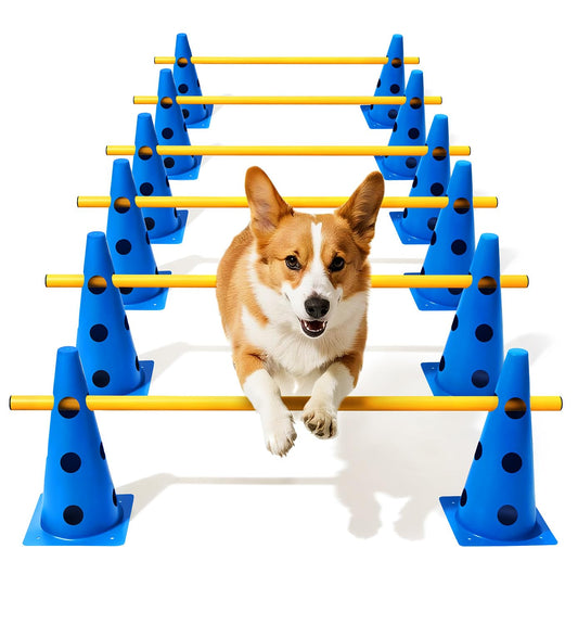 Lupar Dog Agility Course Backyard Set, Dog Agility Hurdle Cone Set with Height Adjustable Crossbar