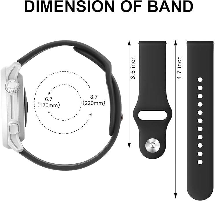 Amzpas Silicone Band for Coros PACE 2/ APEX 42mm/ APEX 2, 20mm Quick-Release Replacement Wristband