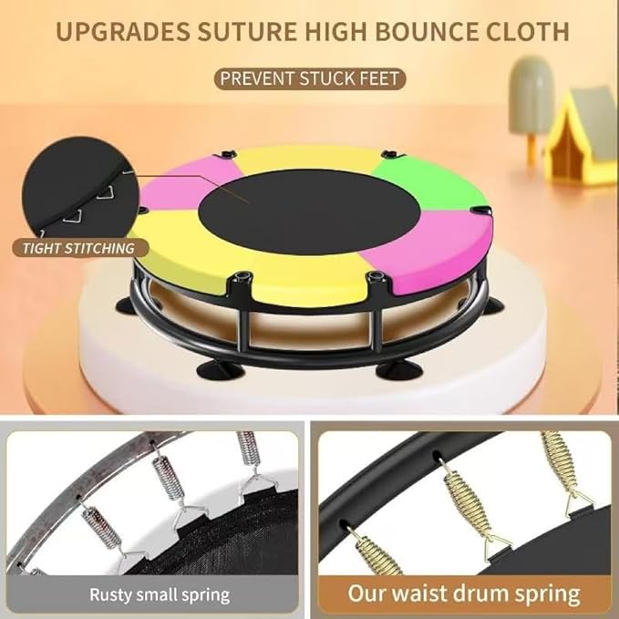 Trampoline for Kids, Full Anti-Rust 440lbs Anti-Rollover Round Bottom Toddler Trampoline