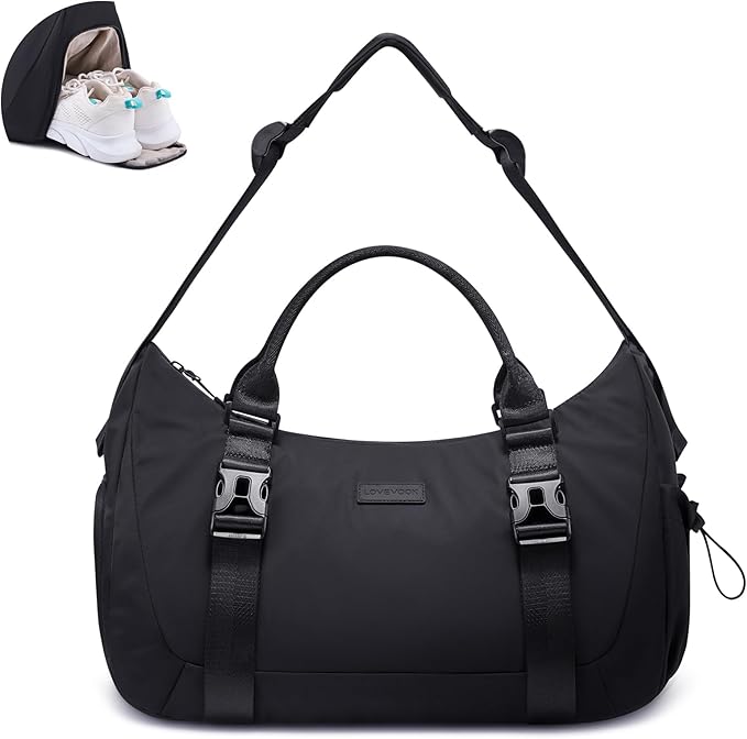 LOVEVOOK Gym Bag for Women Men, duffle bag for travel with shoe compartment, Small Gym Tote Dry Wet