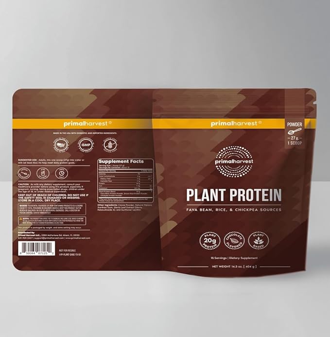 Primal Harvest Vegan Protein Powder for Nutritional Weight Support 20g Plant-Based Protein Per