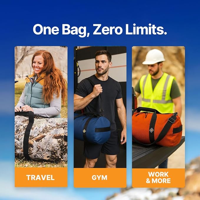 North Star Sports Foldable Duffle Bag for Travel, Gym & Outdoor Camping | Tough and Packable Sport