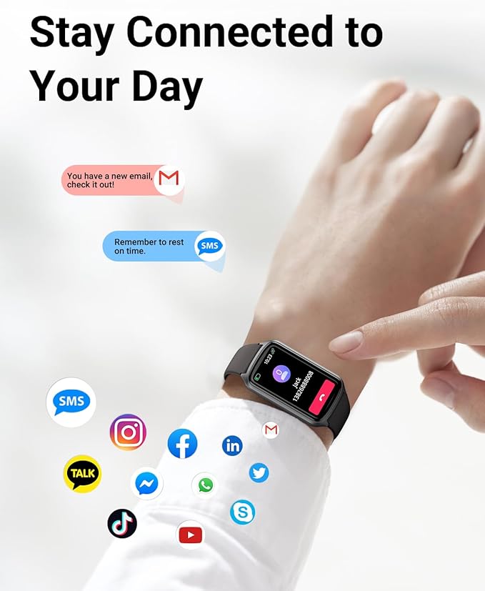 Health Fitness Tracker with 24/7 Heart Rate, Blood Oxygen, Blood Pressure, Sleep Tracker, 5ATM