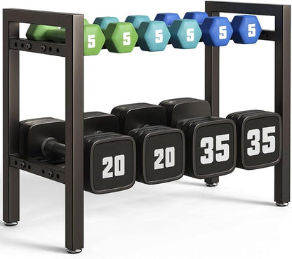 Dumbbell Rack 2-Tier 20 IN Length Adjustable Weight Rack For Home Gym Dumbbells Kettlebell (Rack