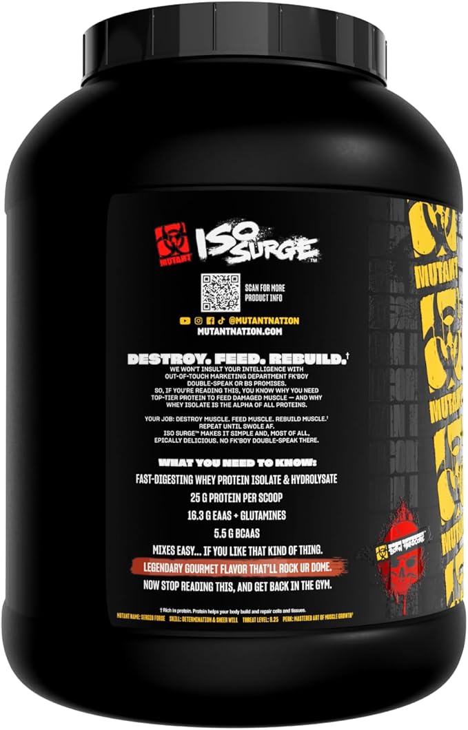 Mutant ISO Surge Whey Protein Isolate Powder Acts Fast to Help Recover, Build Muscle, Bulk and