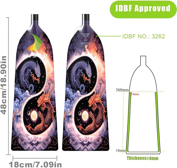 Z&J SPORT Adjustable Dragon Boat Paddle, IDBF Approved Carbon Fiber Paddle, Dragon Graphic Paddle