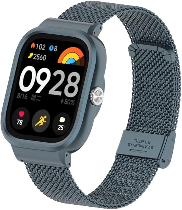 HOPMC Adjustable and Comfortable With Redmi Watch 4 Strap Metal Case 22mm Stainless Steel Mesh
