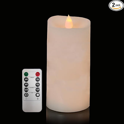 3x6 Flickering Flameless Candles Set of 1,6 inch Real Wax LED 600 Hours Battery Candles with Timer