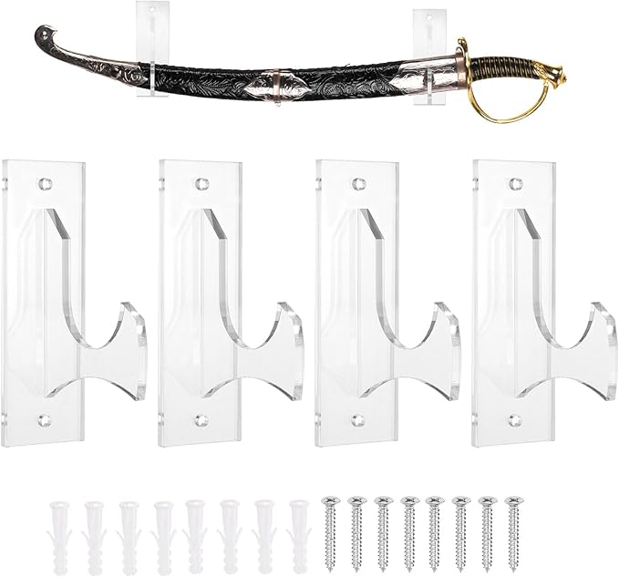 uxcell 4 Pcs Sword Holder Wall Mount Sword Racks Acrylic Wall Sword Display Hanger with Mounting