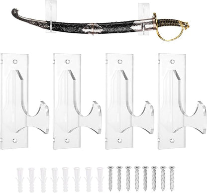 uxcell 4 Pcs Sword Holder Wall Mount Sword Racks Acrylic Wall Sword Display Hanger with Mounting