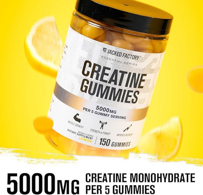 Jacked Factory Creatine Monohydrate Gummies 5g Daily Dose (1g per Gummy) - Creatine Gummy for Men