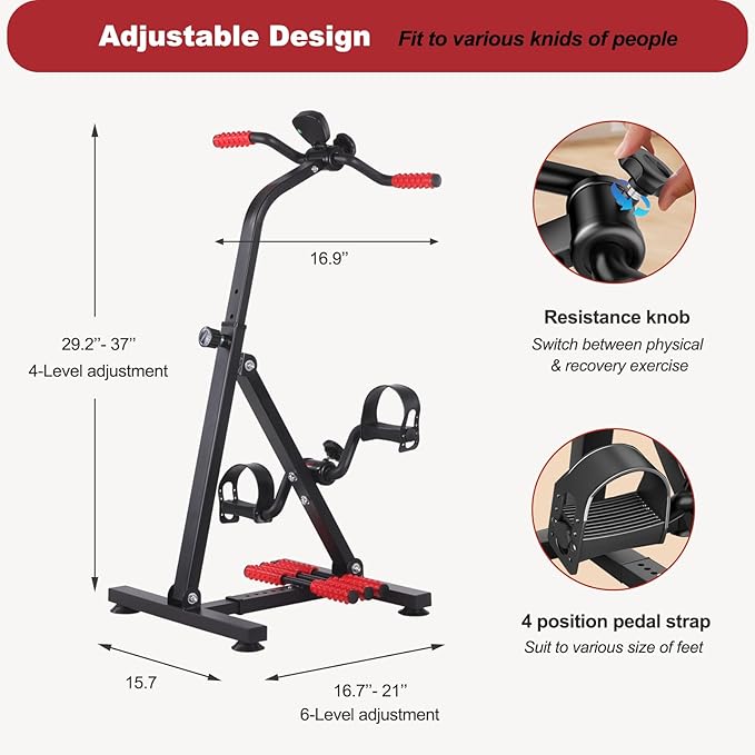 Pedal Exerciser Bike for Seniors, Hand Arm Leg and Knee Peddler Exercise Equipment, Elderly