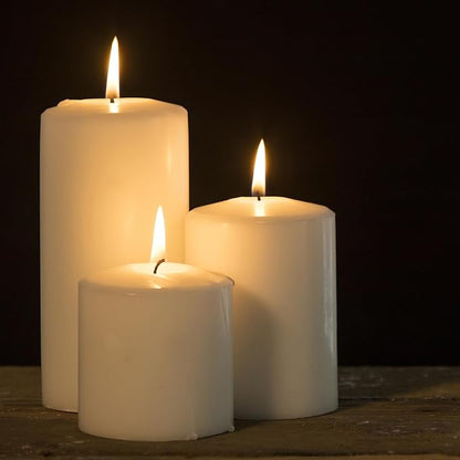 Pillar Candles 3 x 4, 6, and 8 inches, Large Handmade Candles Set of 3, Ivory Decorative Candles