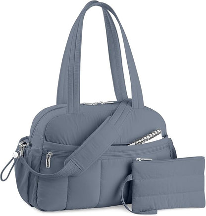 TOPDesign Travel Duffel Bag for Women, Puffer Gym Bag Sports Tote with Wet Pocket, Carry On