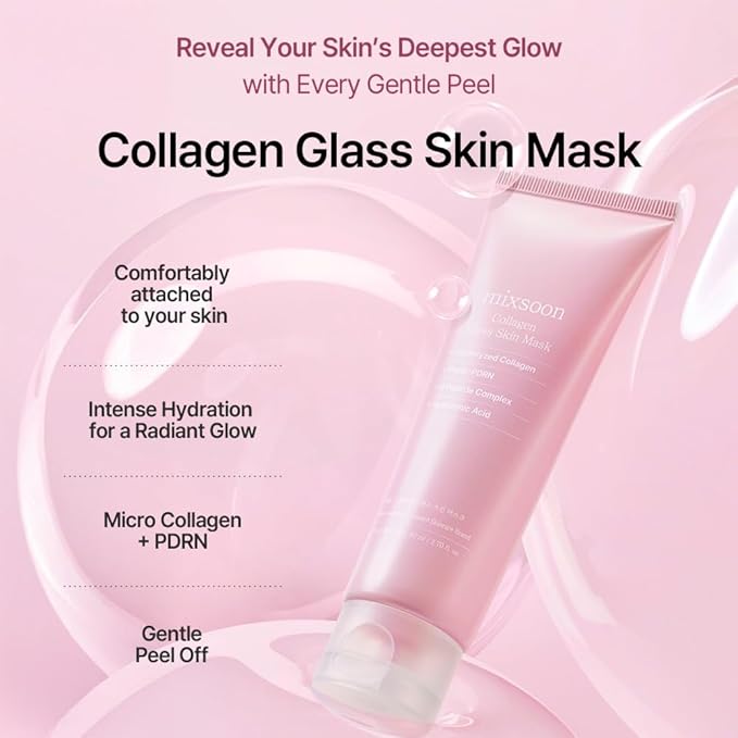 mixsoon Collagen Glass Skin Mask Peel off Facial Packs 2.71 Fl. Oz. / 80ml Collagen Wrapping