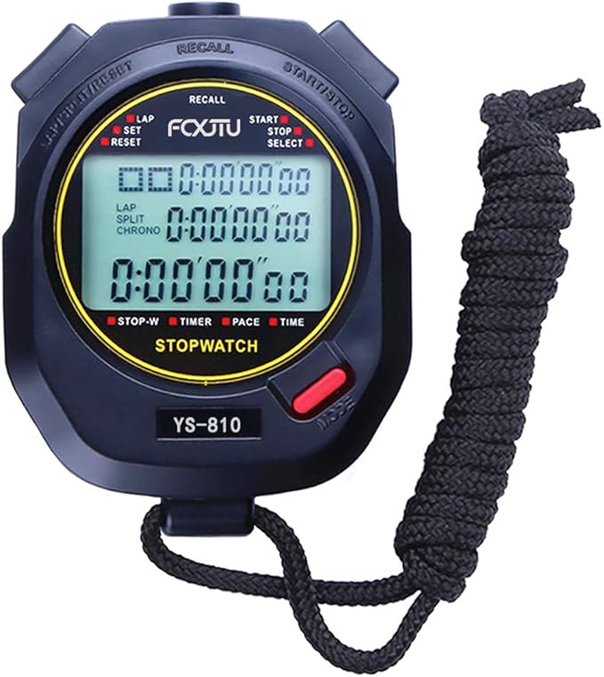 FCXJTU Digital Sports Stopwatch Timer 10/100 Lap Split Memory Stopwatch Calendar Alarm, Pace Mode