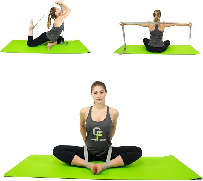 Gradient Fitness Yoga Strap, Friction-Less Easy-Feed Buckle, Super Soft Cotton/Polyester Blend