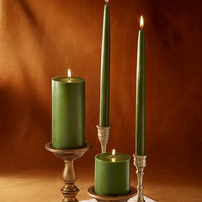 Thymes Frasier Fir Scented Candles for Home Decor - Green Pillar Candles for Women & Men - Place on