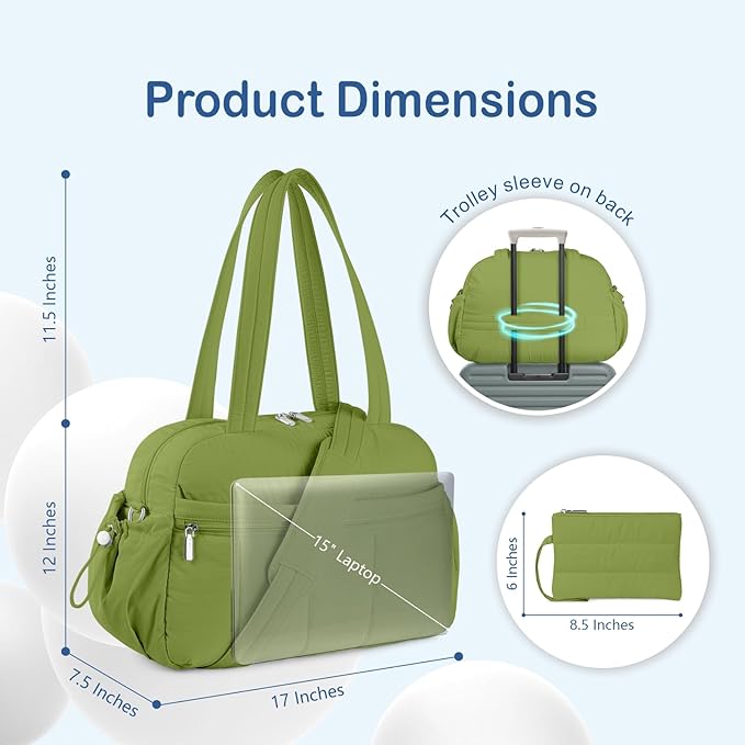 TOPDesign Travel Duffel Bag for Women, Puffer Gym Bag Sports Tote with Wet Pocket, Carry On