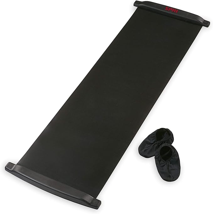 SPRI Slide Board (71" L x 20" W) with End Stops, Sliding Booties, Mesh Carrying Bag and Exercise
