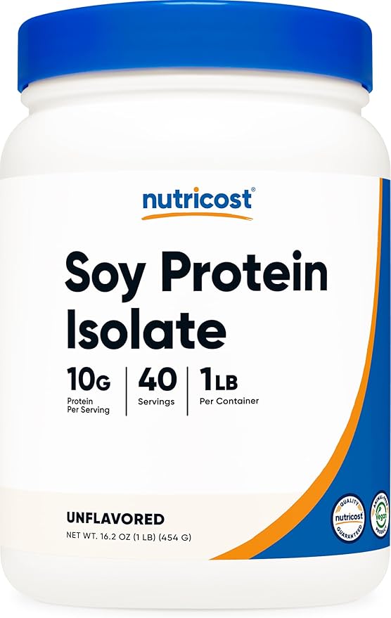 Nutricost Soy Protein Isolate Powder, 1 LB Unflavored - 10 Grams of Protein Per Serving, Vegan