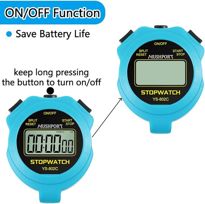 Stopwatch Timer Only Stopwatch Mode, ON/Off Silent Simple Operation, Without Clock Date Countdown